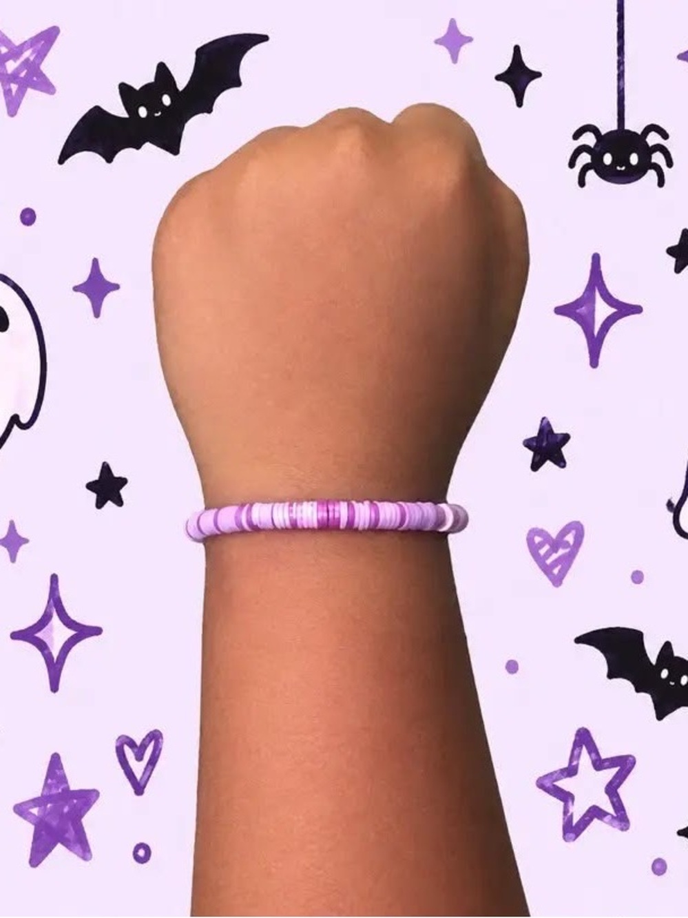 Kids Lilac Beaded Stretch Bracelet - Unbranded